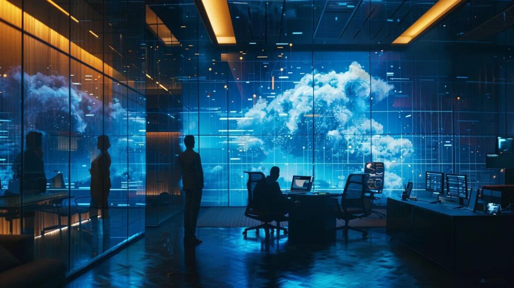 a modern office environment showcases diverse professionals engaged in a collaborative meeting, surrounded by sleek technology and documentation representing iso 27001 frameworks, emphasising streamlined third-party supplier management and enhanced security procedures.