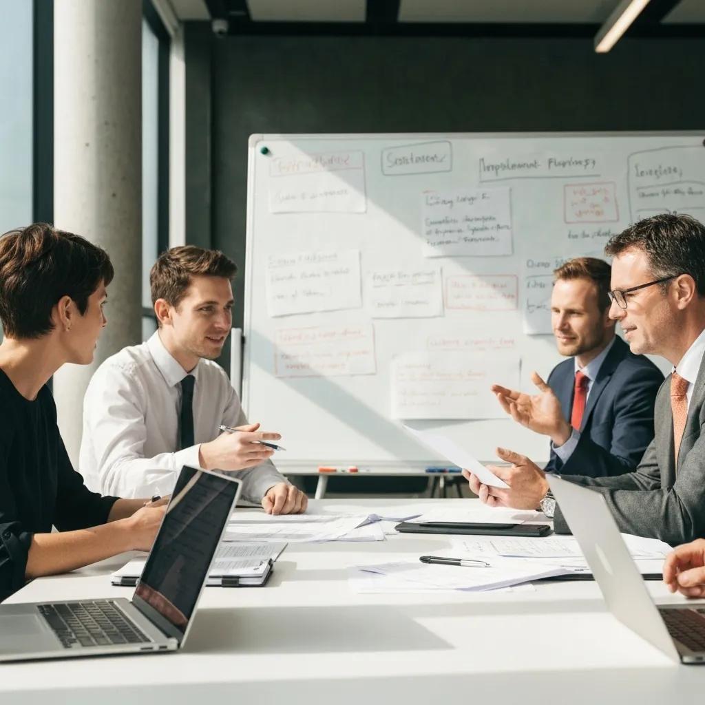 Educational leaders in a strategic planning session for ISO 21001 implementation