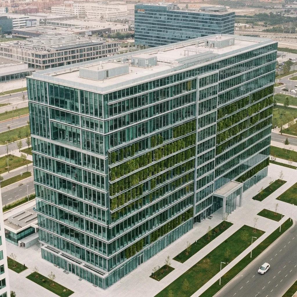 Construction workers engaging in sustainable practices on-site, emphasizing ISO 14001 certification