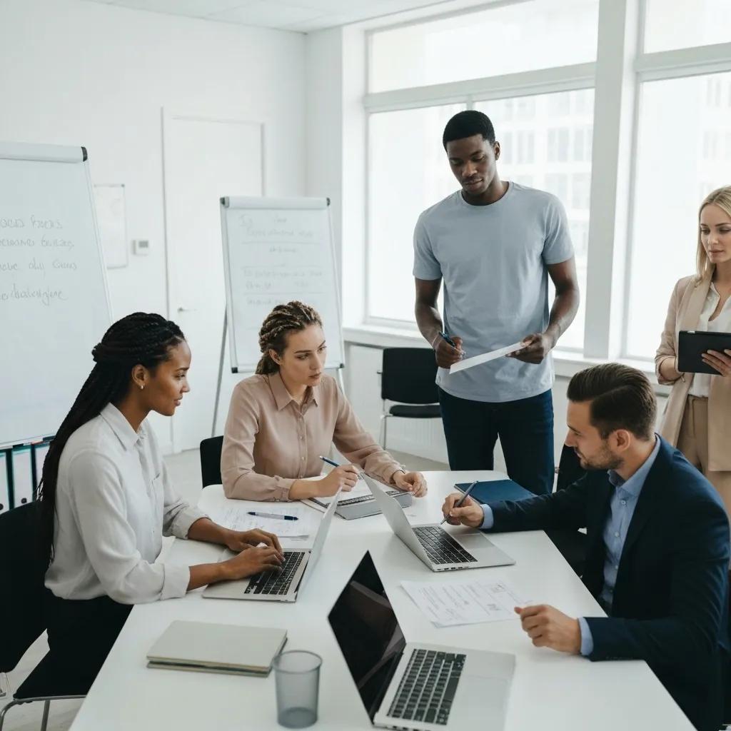 Diverse professionals collaborating in a modern office, representing ISO 9001 case studies and organisational excellence