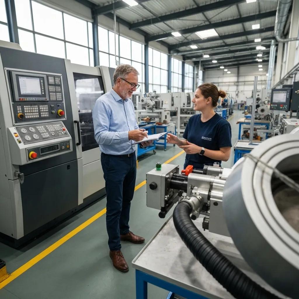 External auditor conducting an on-site assessment at a manufacturing facility for ISO 14001 certification