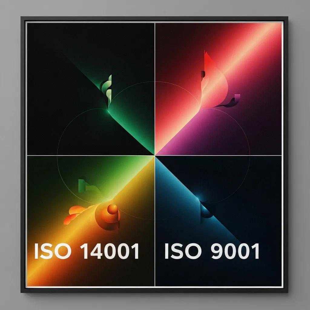 Visual representation of the integration between ISO 14001 and ISO 9001 standards in environmental and quality management