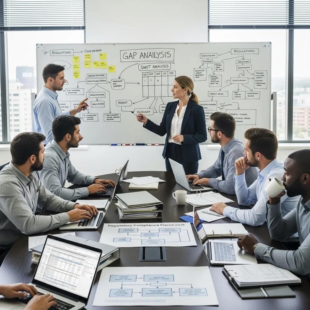 Aerospace professionals conducting a regulatory gap analysis for compliance