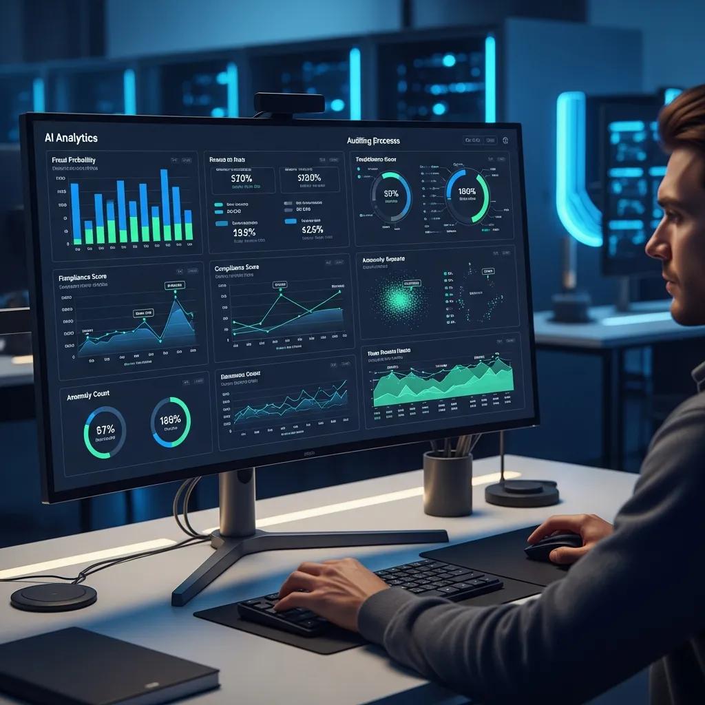 AI analytics dashboard showing risk trends for auditing