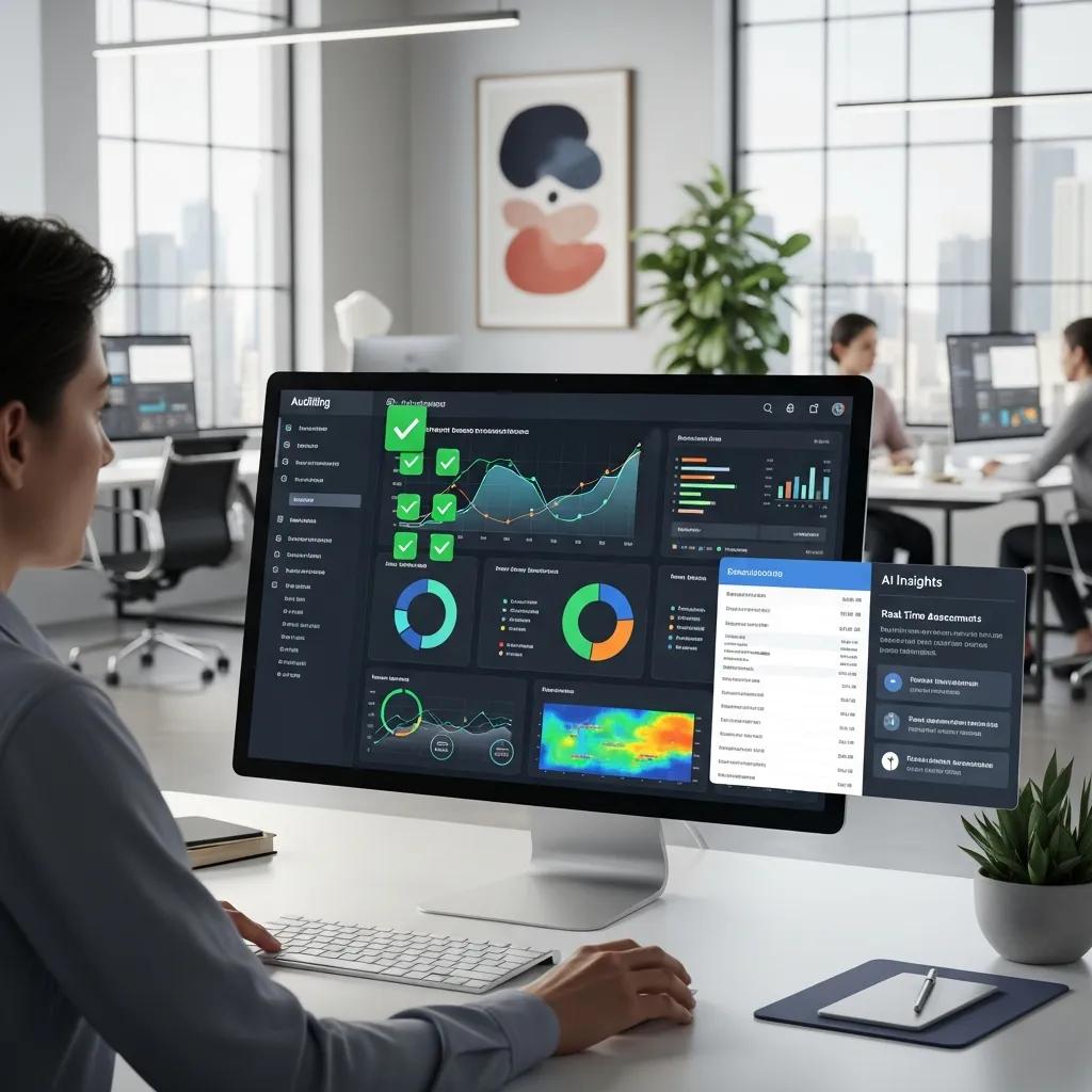 AI auditing tools on a laptop screen used for CCPA compliance workflows