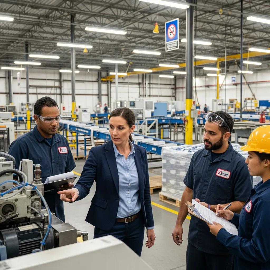 Auditor conducting an ISO audit at a manufacturing site