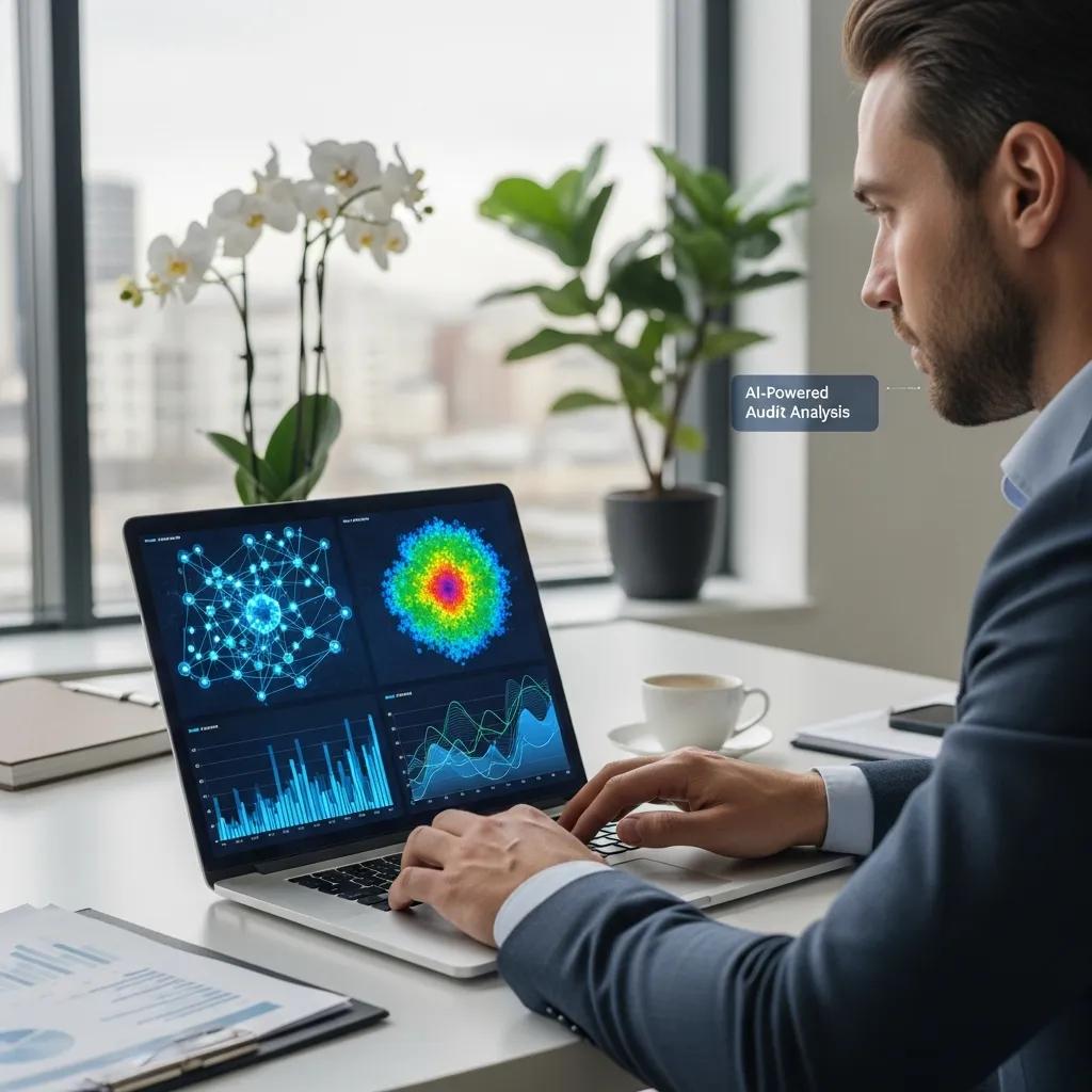 Professional using AI tools to support auditing in the office