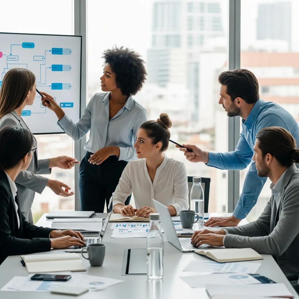 Business professionals collaborating on business continuity management strategies