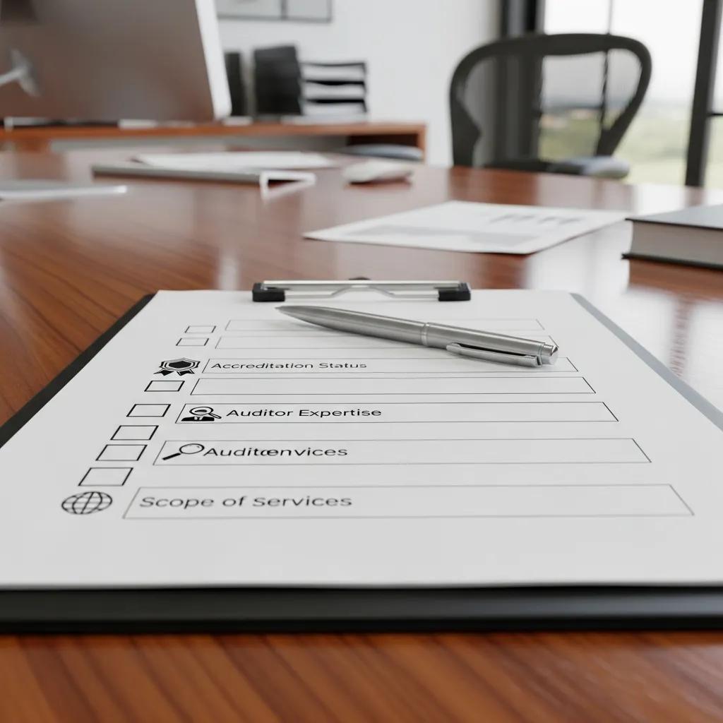 Checklist for selecting an accredited ISO certification body in a professional office