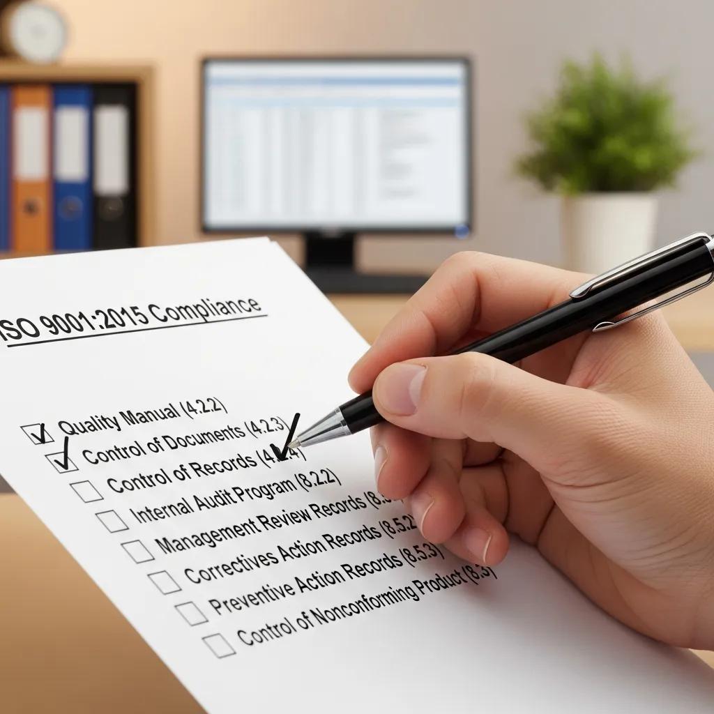 Checklist of mandatory documents for ISO 9001:2015 compliance