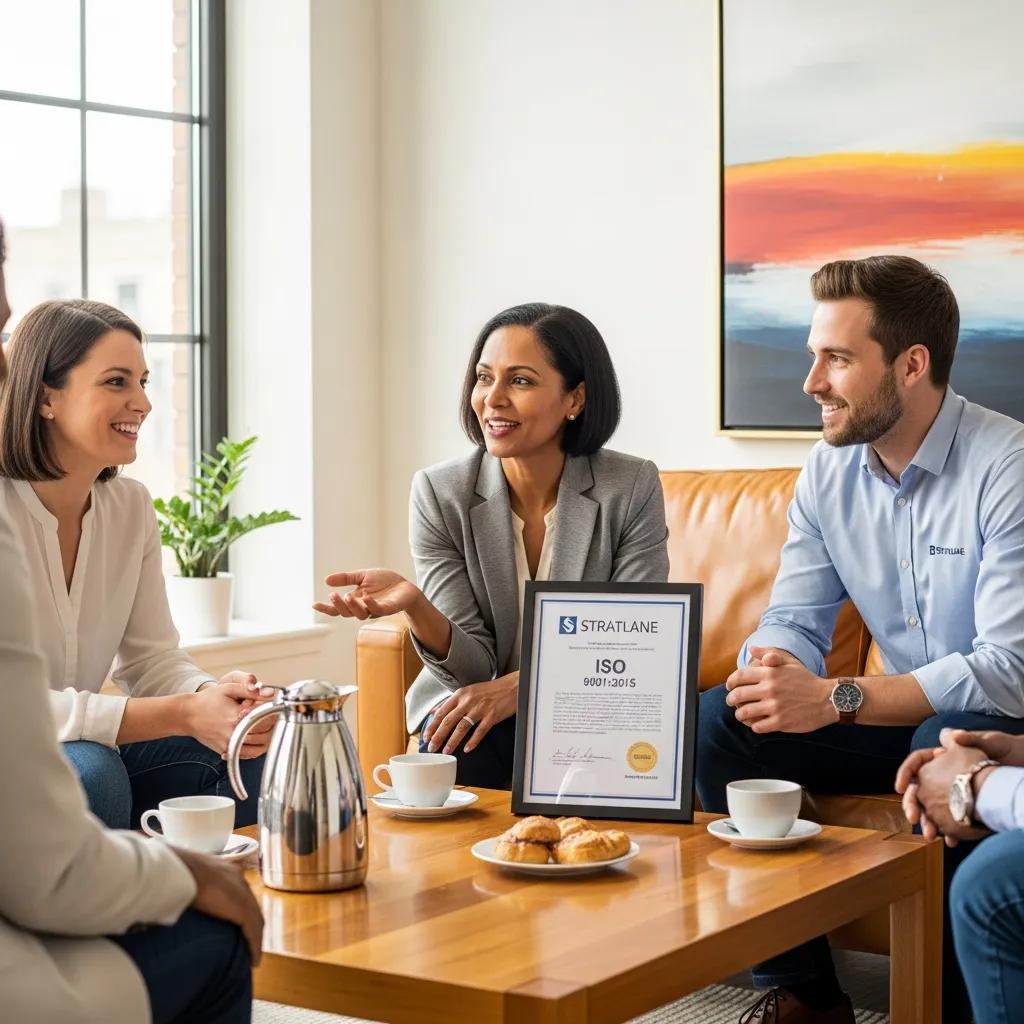 Client sharing positive feedback about Stratlane's ISO certification process