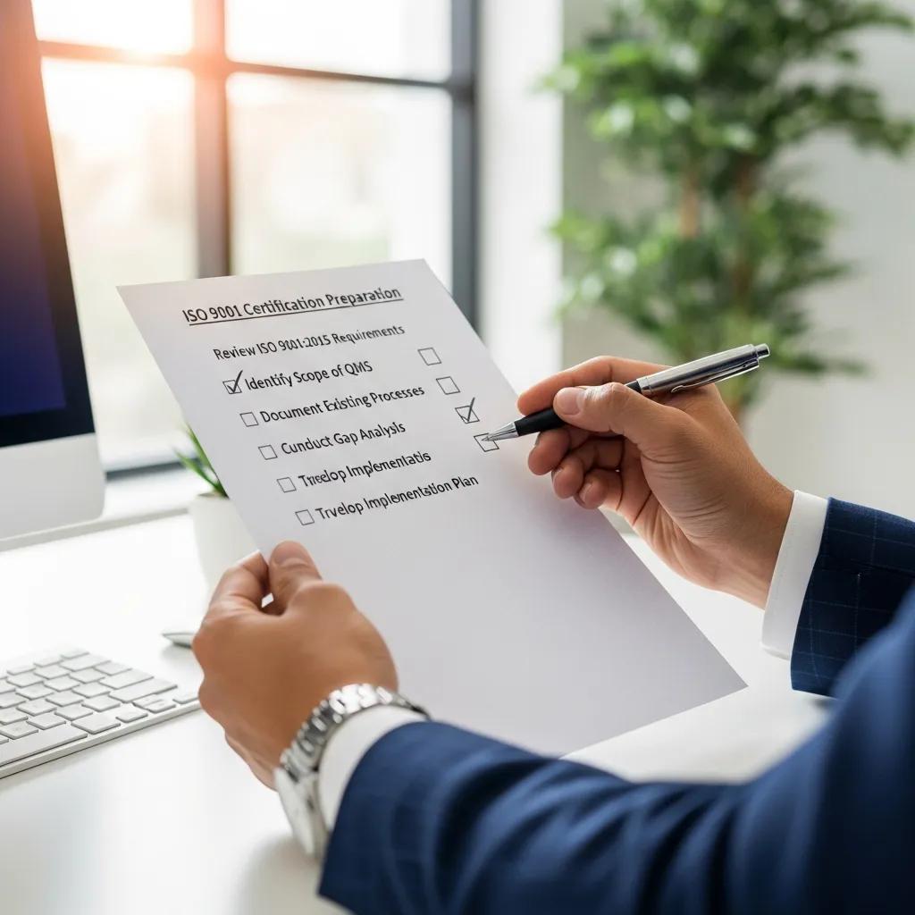 Checklist and notes used to prepare for ISO 9001 certification