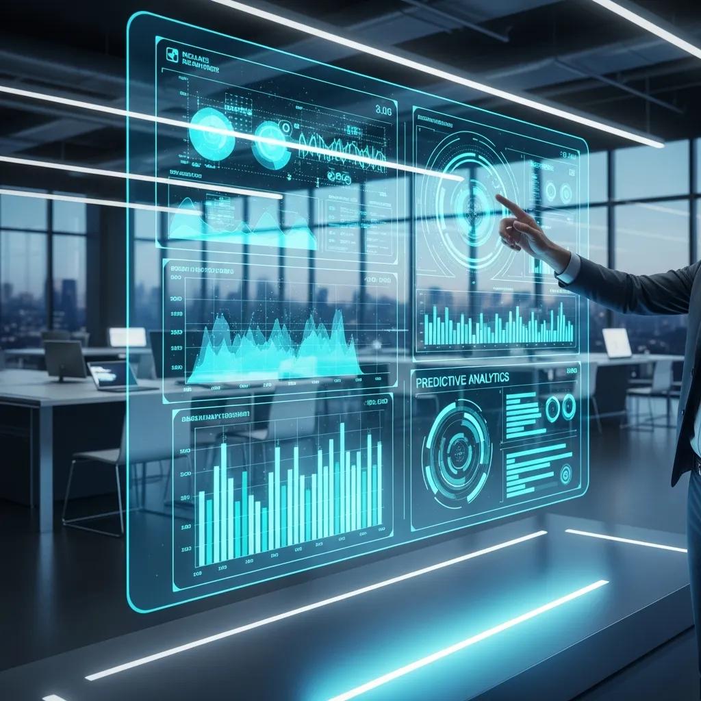 Digital dashboard showing AI analytics used to improve management reviews