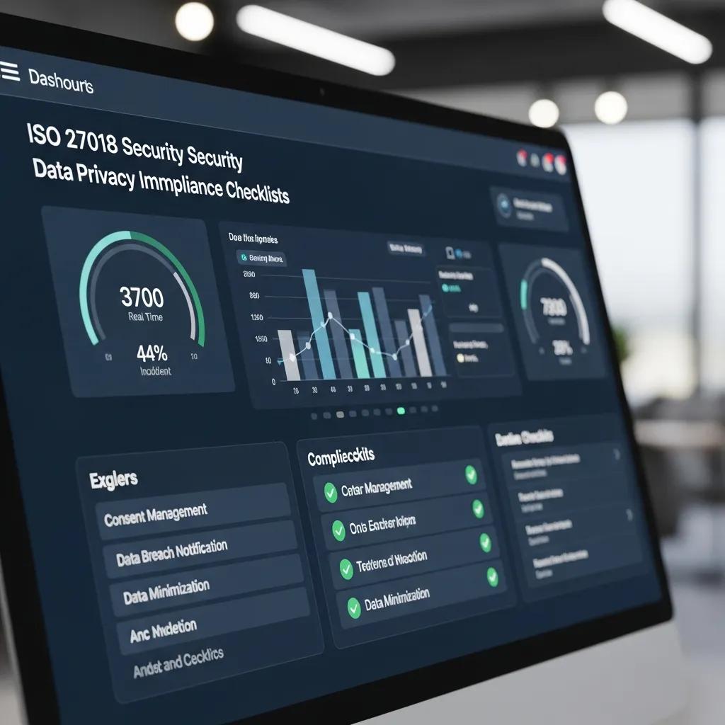 Compliance dashboard showing ISO 27018 metrics and security controls
