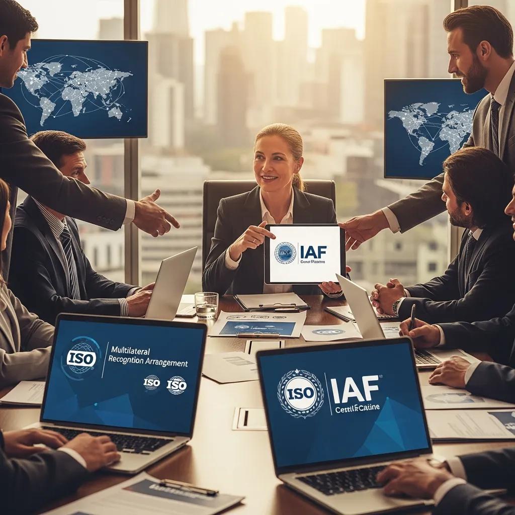 Professionals collaborating on international trade and accreditation benefits