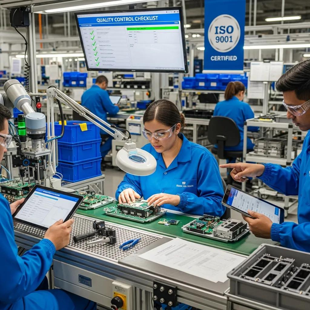 Production-line staff applying ISO training to improve operational efficiency and quality control