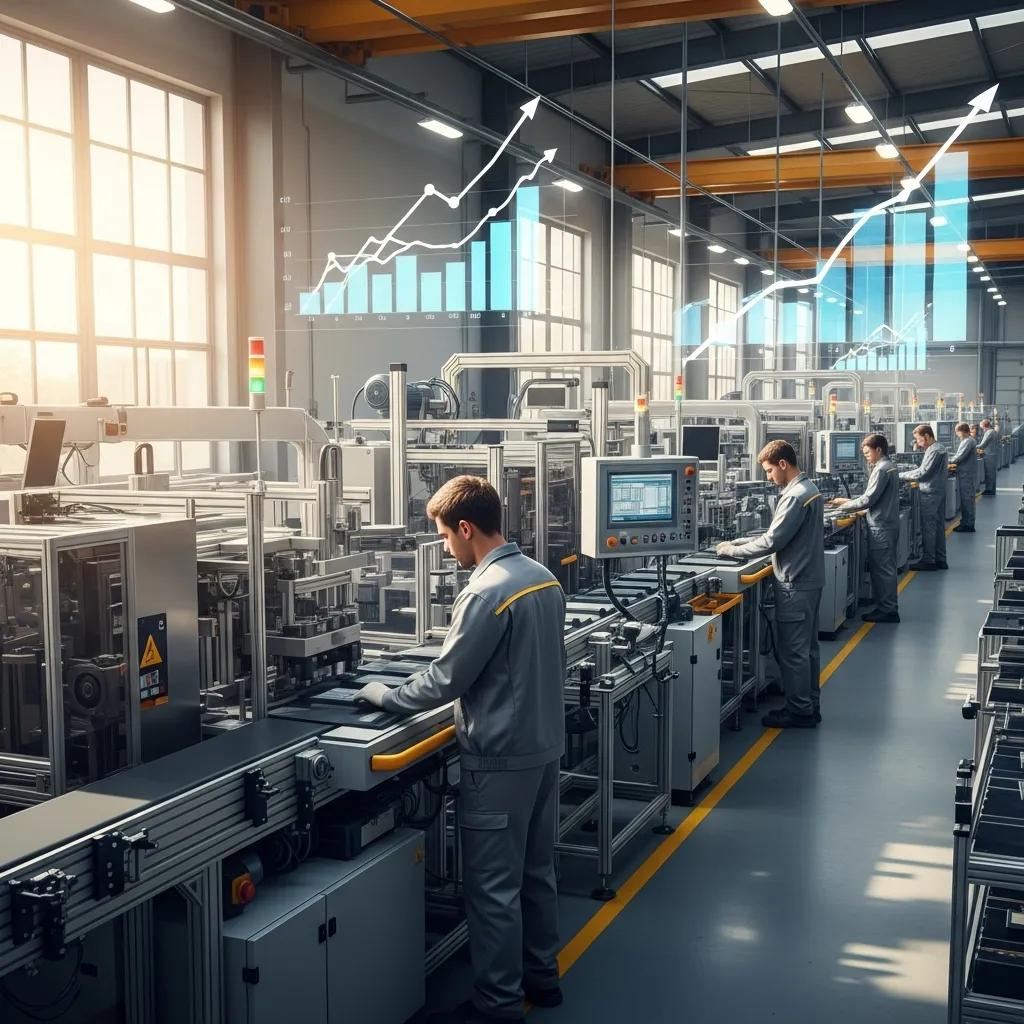 Factory floor showing efficiency and productivity gains linked to ISO certification