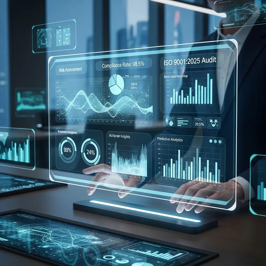 AI dashboard analyzing audit data for ISO assessments