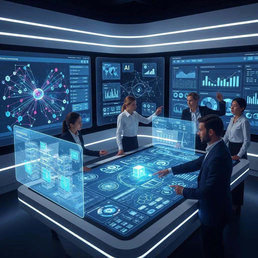 Modern audit setting showing AI tools used to gather and analyze audit evidence for ISO certification