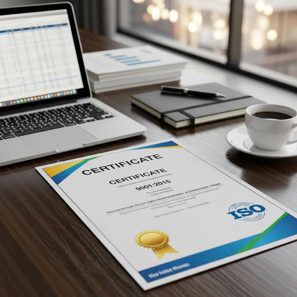 ISO certificate displayed in a professional office to illustrate business value