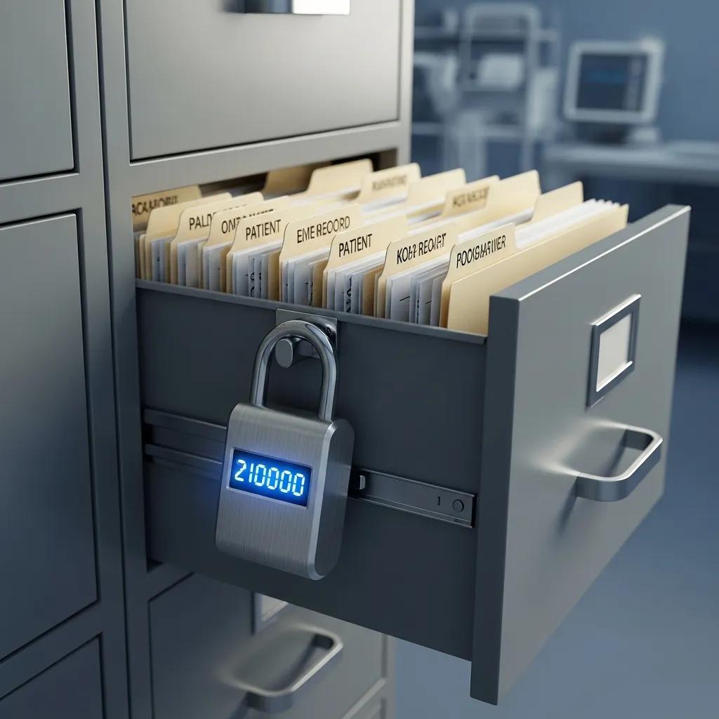 Locked cabinet symbolizing protection of patient information under HIPAA