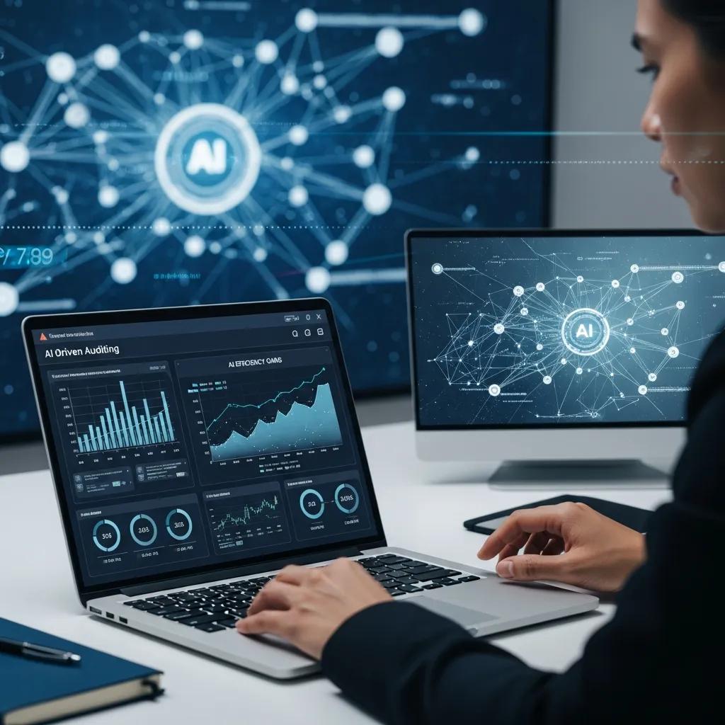 Analyst reviewing data for AI-driven auditing