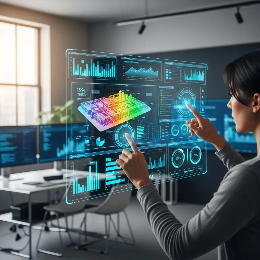 Person reviewing an AI-enabled dashboard for ISO 14001 auditing