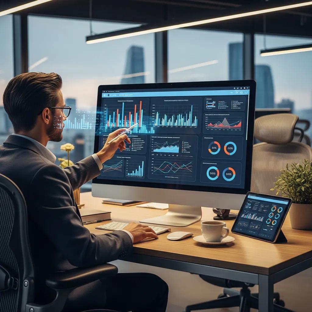 Professional using AI-driven analytics to inform auditing and planning