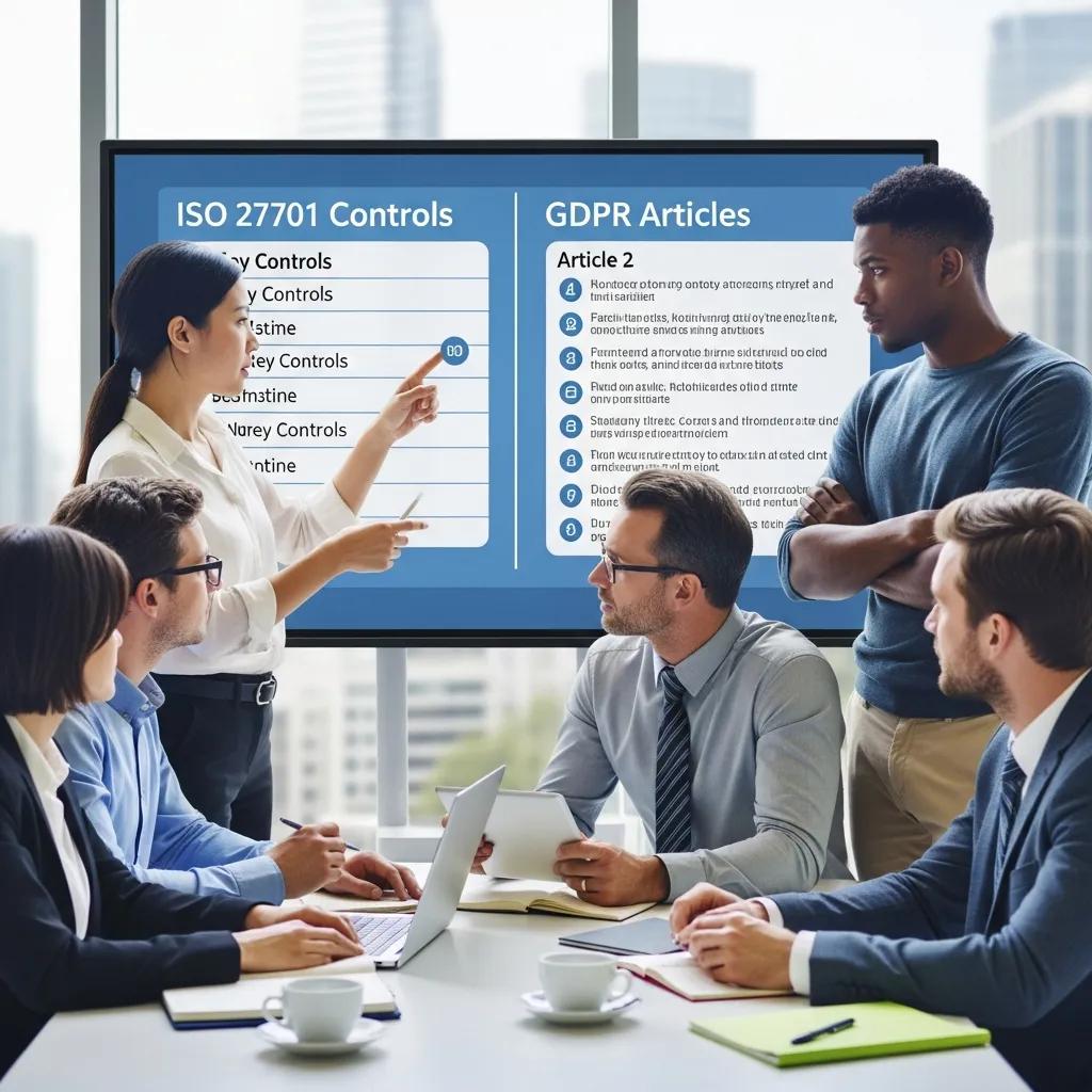 Team reviewing ISO 27701 controls during a compliance meeting