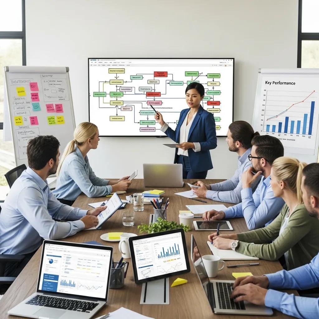 Team running a continuous improvement session for ISO processes