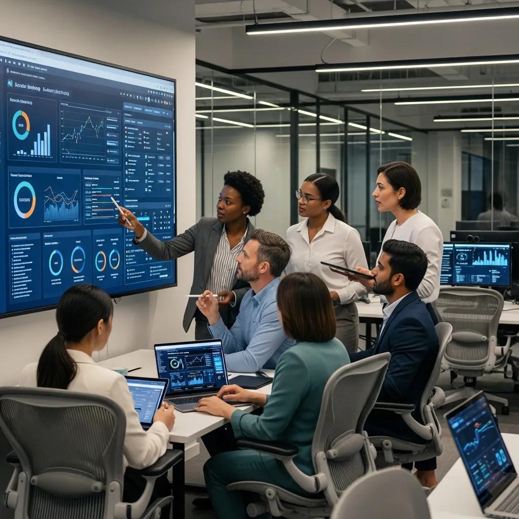 Team using AI analytics to improve auditing in the PDCA cycle