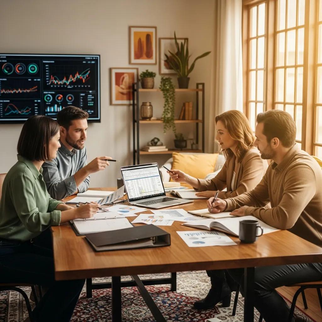 Colleagues collaborating in an office, concentrating on financial controls and budget efficiency