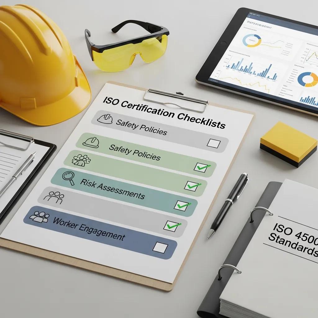 Graphic showing core requirements for ISO 45001 certification