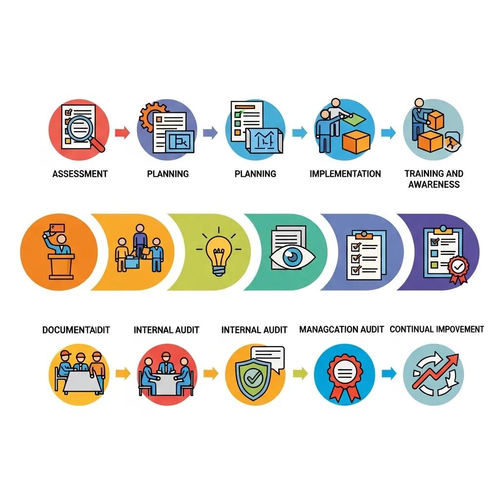 Diagram showing an ISO certification journey tailored to HR processes