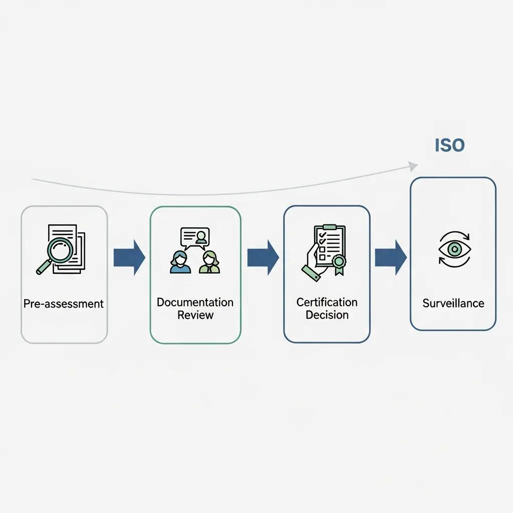 Diagram showing steps in the ISO certification process