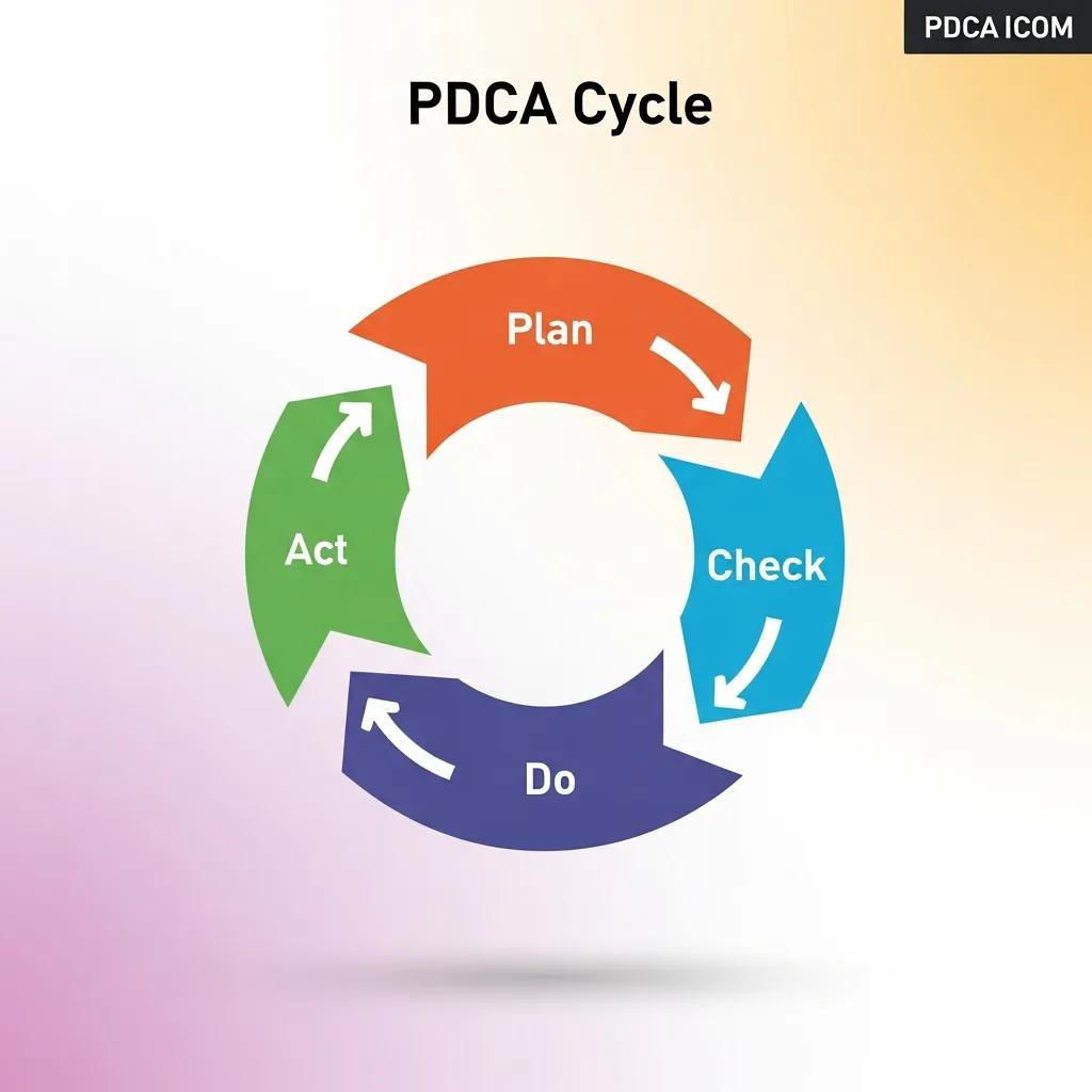 Visual representation of the PDCA Cycle illustrating Plan, Do, Check, and Act phases